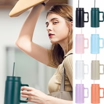 Stainless Steel Travel Mug with Handle, 20 Ounce Vacuum Insulated Coffee Tumbler with Leak Proof Lid and Straw, Hot & Cold Retention for Commutes, Office Use, and Outdoor Activities