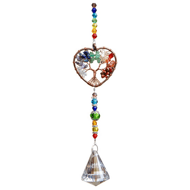 QUETO Attrape-soleil en cristaux - Pendentif arbre de vie en cristal  Décoration de fenêtre Attrape-soleil pour fenêtre, jardin, décoration  d'intérieur (Multicolore) 