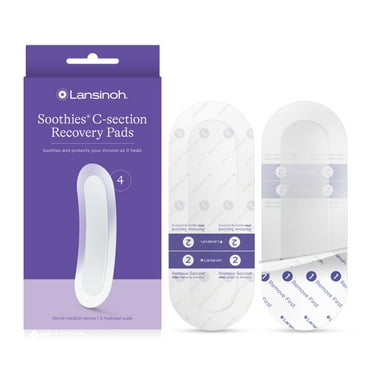 Lansinoh C-Section Pads, Postpartum Recovery Essentials, Sterilized Pads, 4 Count