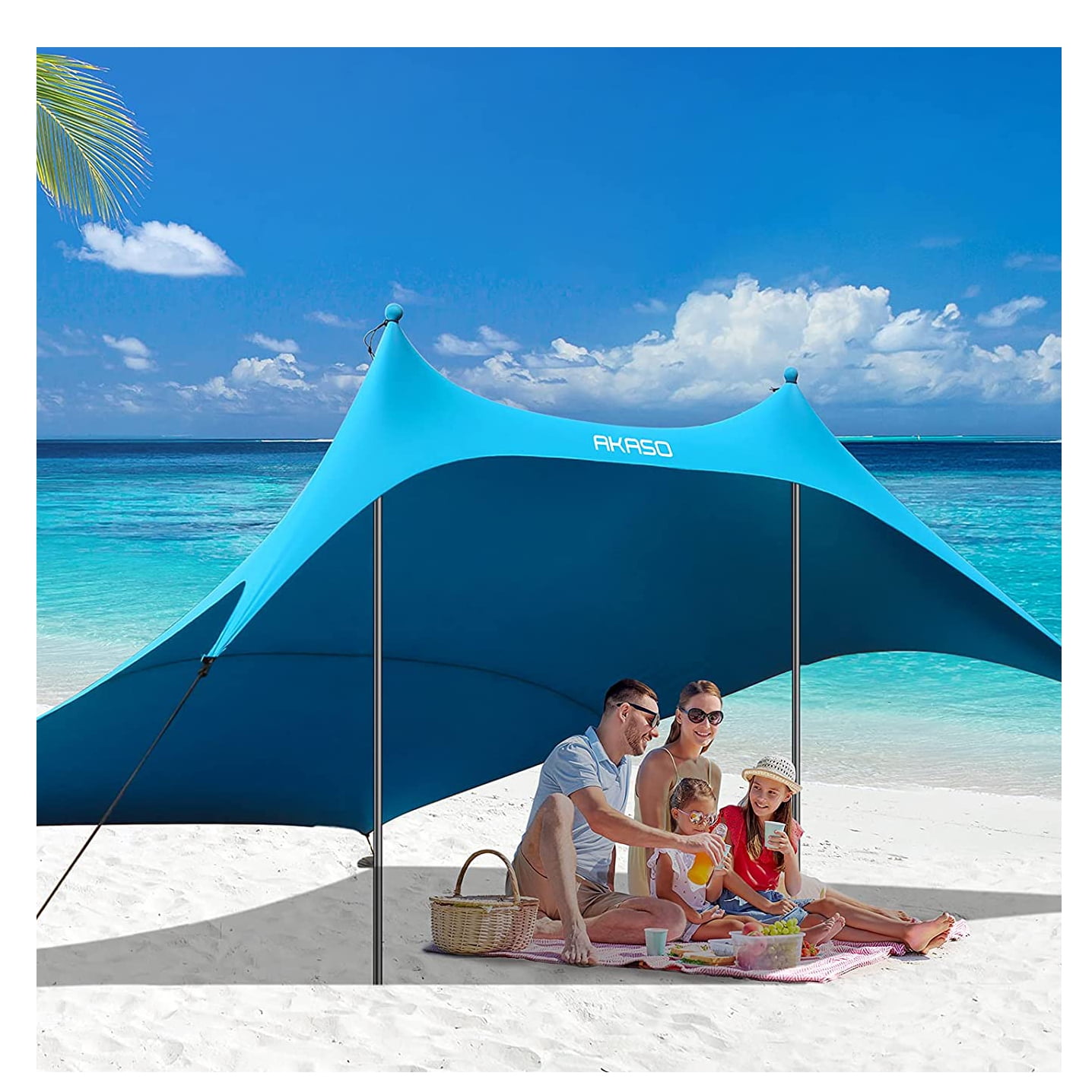 7.4/9.8ft Beach Tent Sun Shade Shelter Outdoor Camping Canopy 2/4 Support Rod 