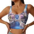 thumbnail image 1 of Fotbe Majestic Fantasy Castle Sujetador Deportivo Largo sin Aros para Mujer con Almohadillas y Soporte Medio, Transpirable y Absorbente, Camiseta Tipo Chaleco o Tank Top-XX-Large, 1 of 8