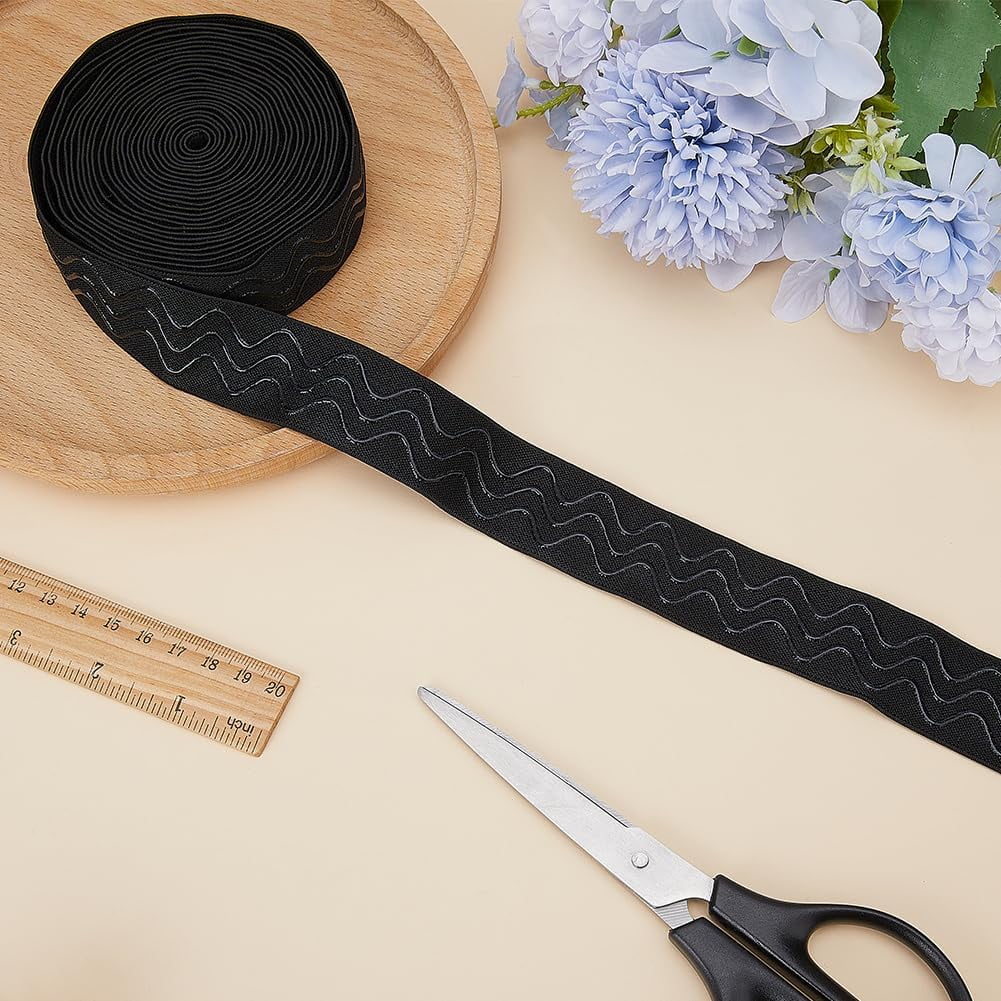 5 Yards Silicone Elastic Gripper 1.2 Inch Non-Slip Black
