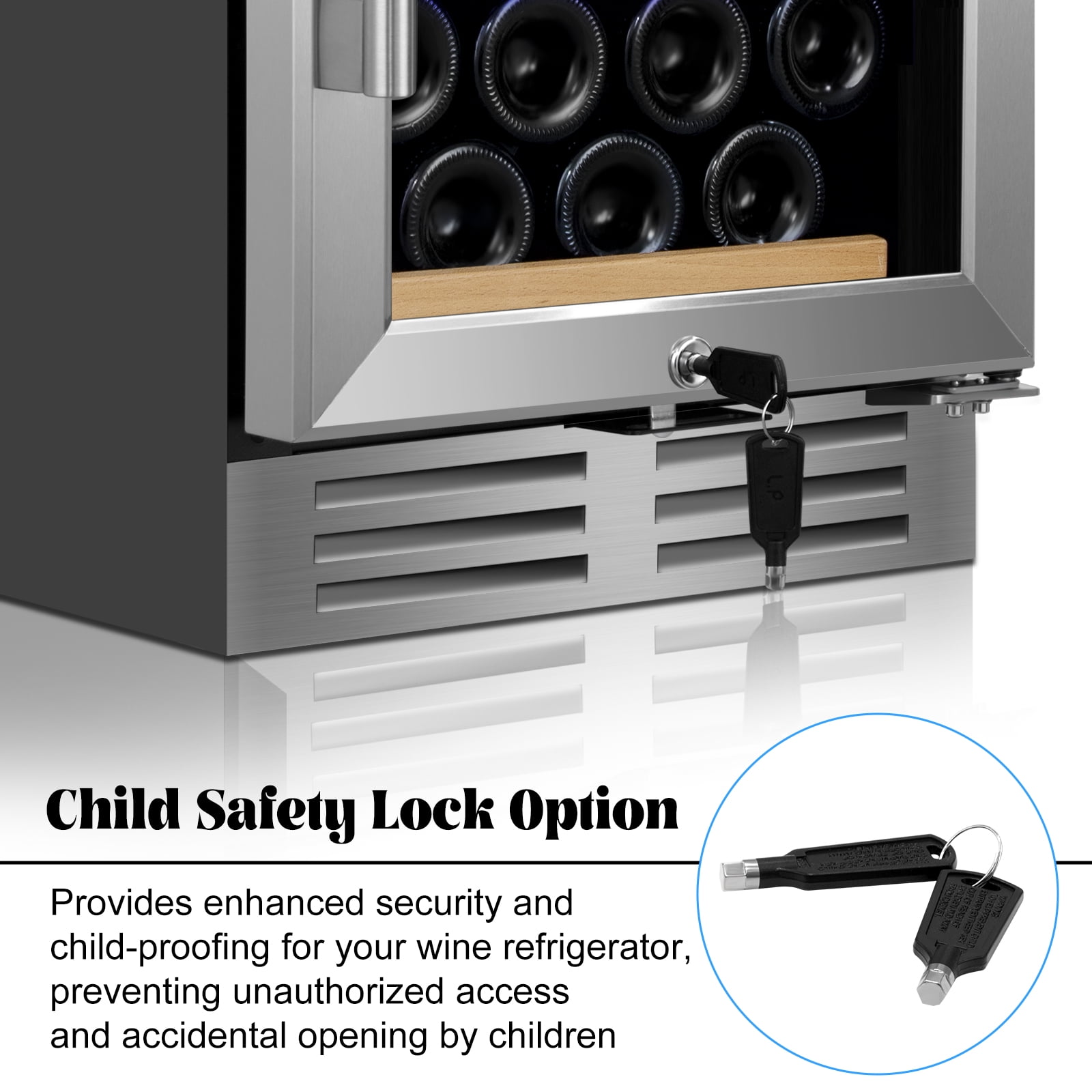 Nipus 15 inch Wine Refrigerators,30 Bottles Wine Coolers ,Freestanding & Built-in with Glass Door