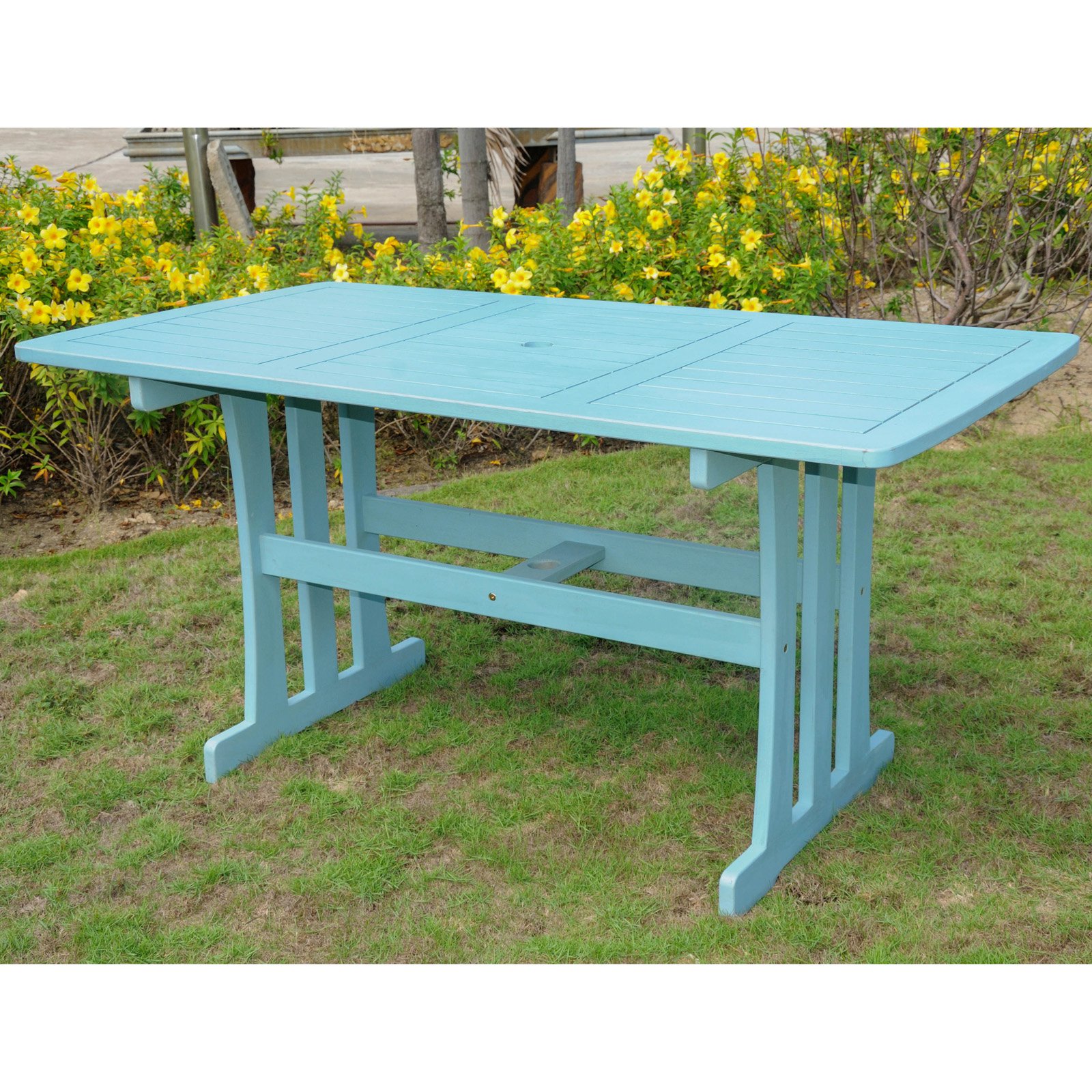 International Caravan  Acacia Rectangular Dining Table, Sky Blue - image 2 of 4