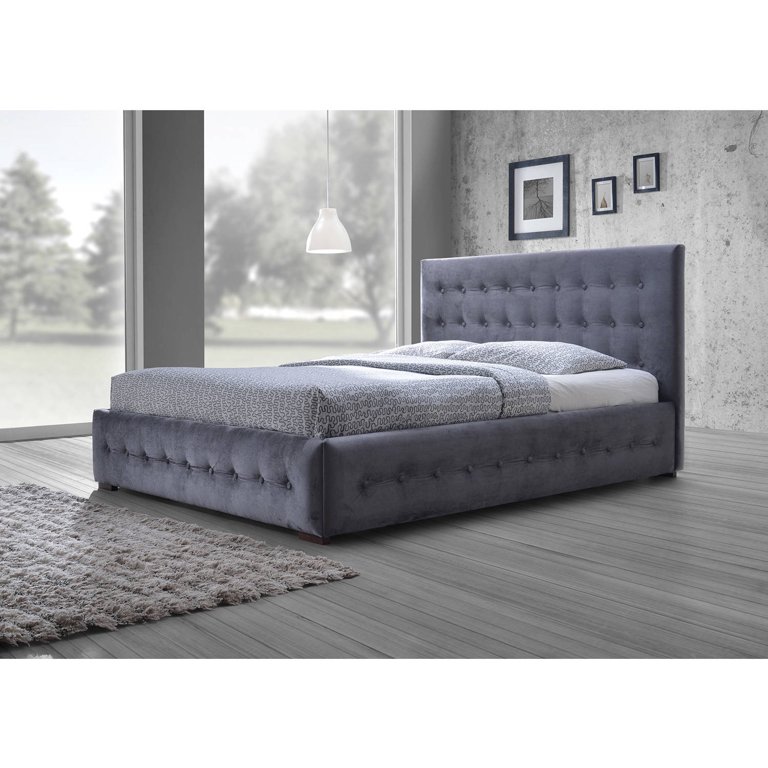 Baxton Studio Margaret Modern and Contemporary Grey Velvet Button-tufted Queen Platform Bed Baxton Studio Margaret Modern and Contemporary Grey Velvet Button-tufted Queen Platform Bed