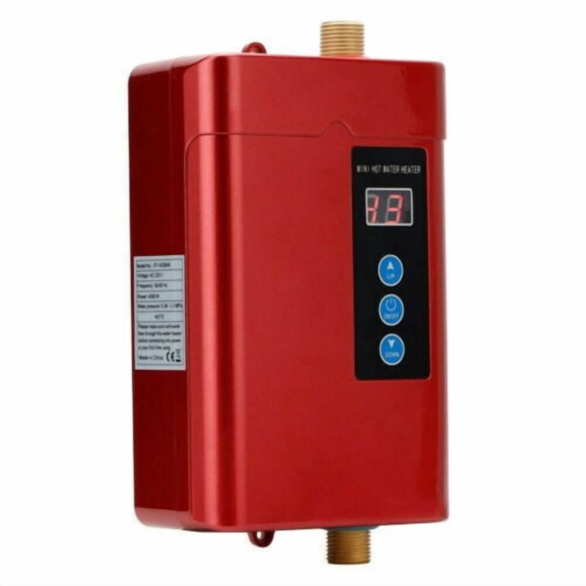 Electric Tankless Water Heater, 3000W Mini Instant Hot Water Heater (Red)