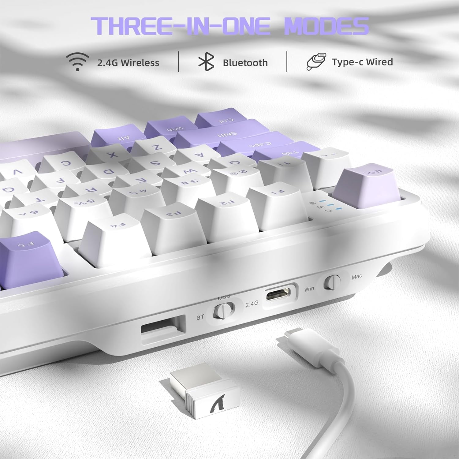 ATTACK SHARK X87 80% Wireless Mechanical Keyboard, BT5.0/2.4G/USB-C Hot-Swap Gasket Gaming Keyboard,RGB Backlit, 4000mAh,Pre-lubed Linear Switch, Side Engraved Gradient PBT Keycap for PC/MAC