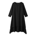 thumbnail image 4 of QUNYINEY Long Casual Summer Dresses for Women Long Sleeve A Line Black Dresses Flowy Crew Neck Loose Fit with Pockets Dresses, 4 of 8