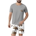thumbnail image 2 of JDQJBZ Ensemble de Pyjama 2 Pcs pour Homme T-Shirt à Manches Courtes Col Ras du Cou et Shorts avec Imprimé, 2 of 5