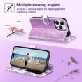 thumbnail image 4 of ULAK Case for iPhone 15 Pro Max Wallet, Kickstand Folio Flip Leather Phone Case with Cards Holder for Apple iPhone 15 Pro Max for Women Girls,Glitter Purple Flora, 4 of 9