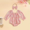 thumbnail image 2 of Gerichy Newborn Baby Girl Clothes Smocked Bubble Romper Headband Outfit Infant Baby Girl Clothing Daily 6-24 Months, 2 of 7