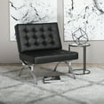 thumbnail image 3 of Studio Designs Home Newel Accent Chair Blended Leather and Chrome Frame / Black, 3 of 13