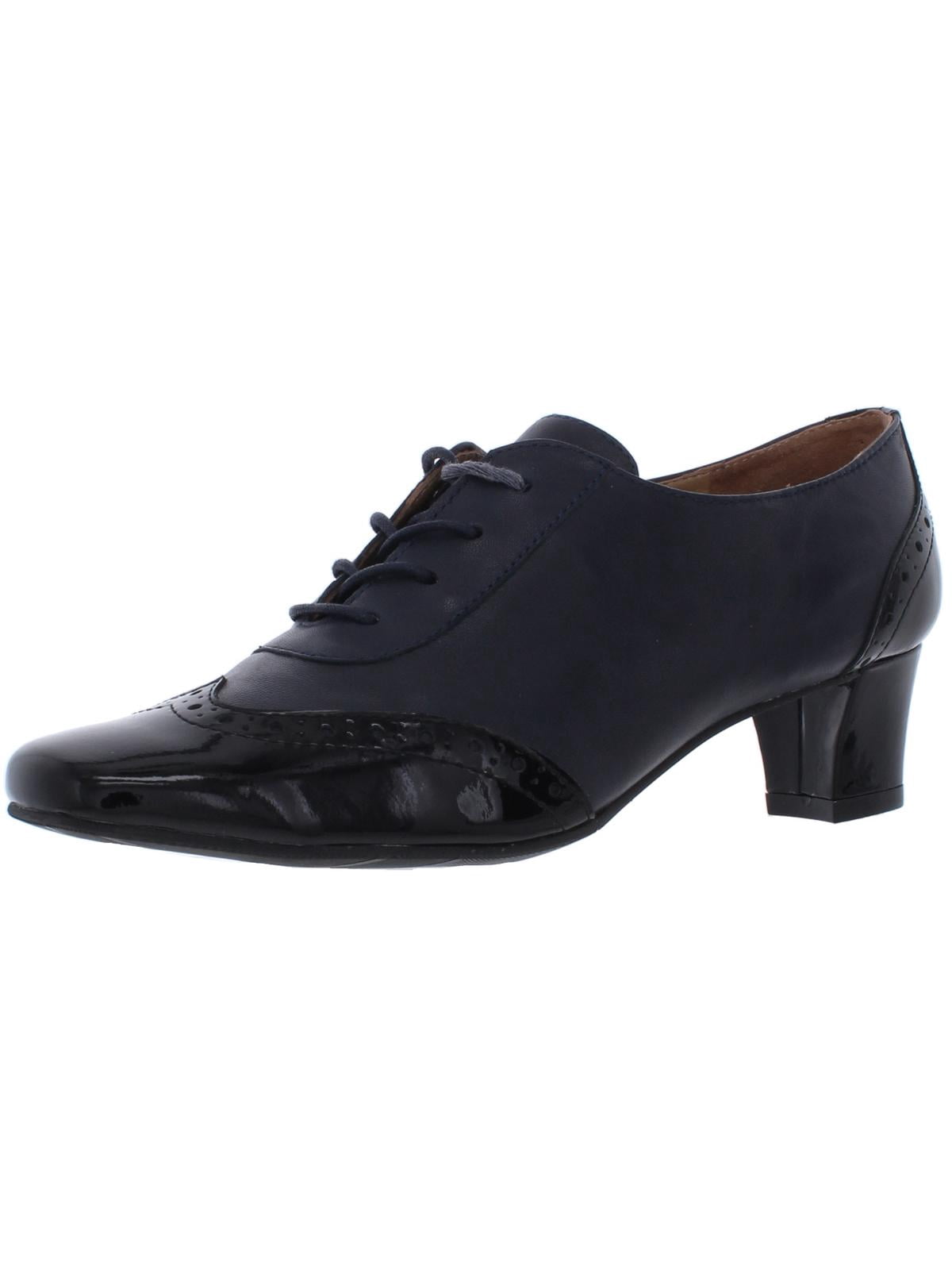 Class Leather Lace-Up Oxford Heels Navy 
