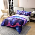 thumbnail image 2 of 100% Pure Cotton Kart Race Car Duvet Cover Set Queen High Building Neon Light Bedding Set Extreme Sports Speed Games Comforter Cover with 2 Pillowcases,Not Comforter, 2 of 6