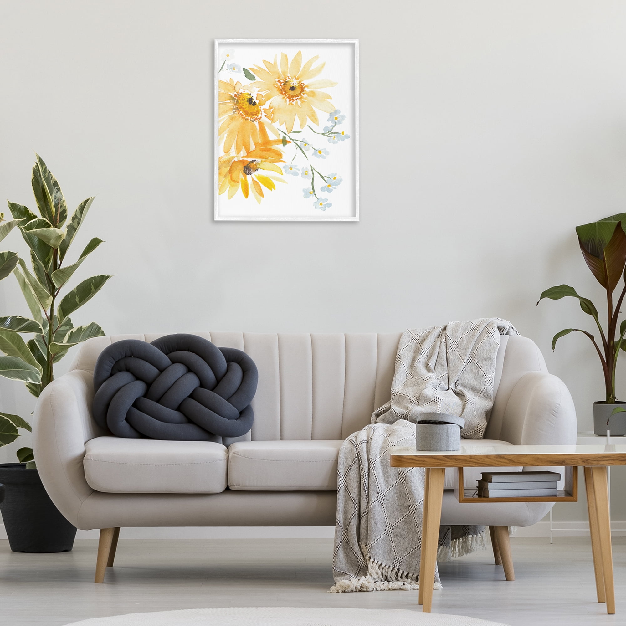 Stupell Industries Modern Yellow Daisies Botanical & Floral Painting White Framed Art Print Wall Art, 24 x 30
