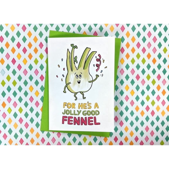 Jolly Good Fennel Greeting Card – Humorous Vegetable Design – Blank Inside – Perfect for Any Celebration, Birthday, or Just Because