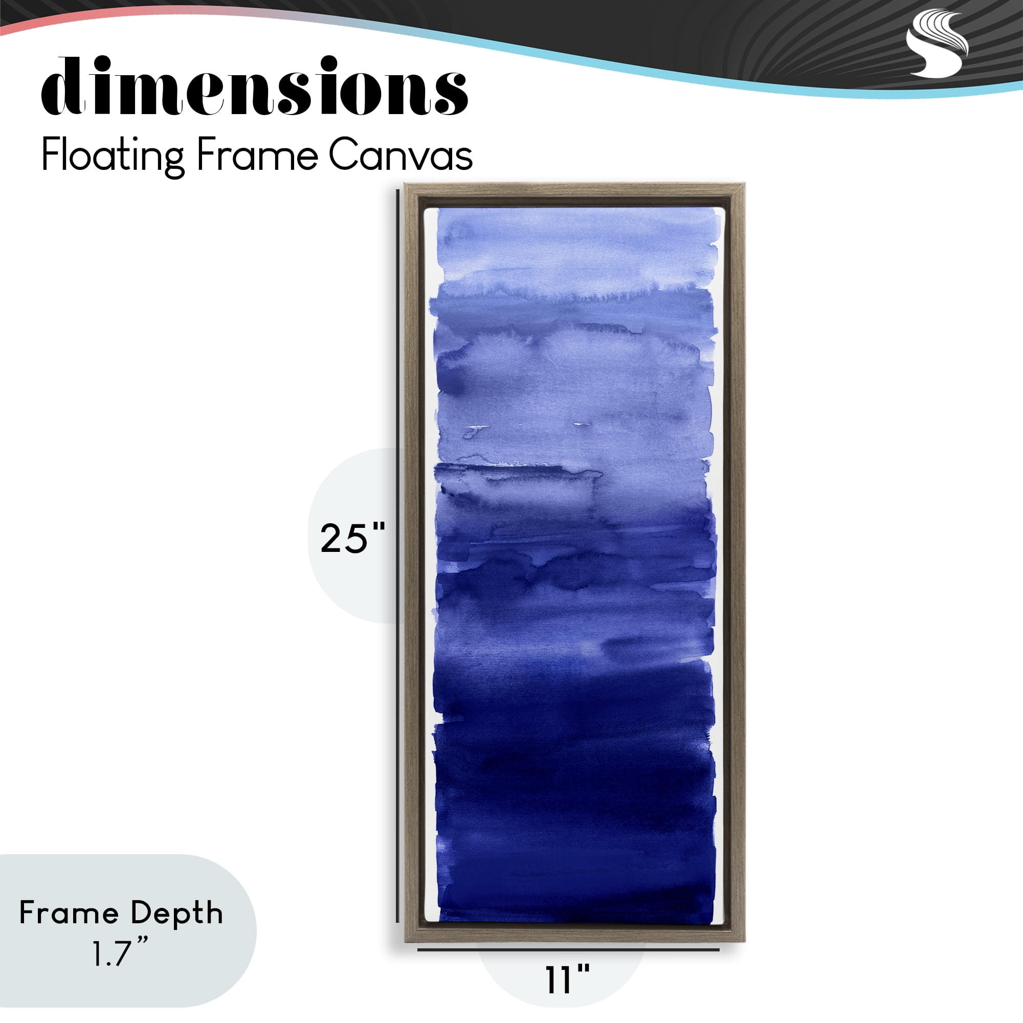 Stupell Industries Indigo Blend Gradient Brown Framed Floater Canvas Wall Art, design by Allie Corbin