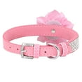 thumbnail image 3 of Didog Big Flower Studded Rhinestone Diamante Crystal Suede Leather Dog Collar for Girls Bling Puppy Necklace, 3 of 8