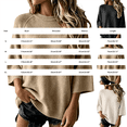 thumbnail image 3 of Crewneck Sweatshirts for Women, Loose Long Sleeve Knit Sweaters Women Chic Tops Fall Outfits Fashion Clothing Solid Color Basic Tops Vintage Sweater Chunky Sweater Lightweight,Beige,L, 3 of 4
