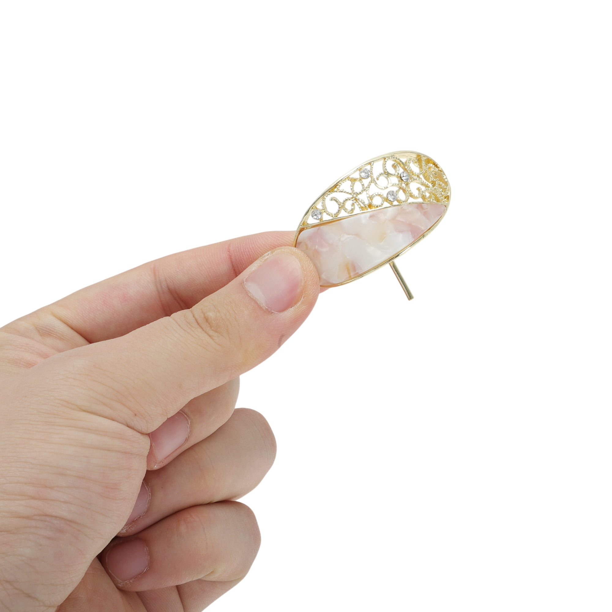 Unique Bargains Stylish Hollow Ponytail Buckle Hair Clip for Women 1 Pc Gold Tone, Pink