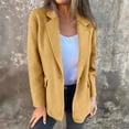 thumbnail image 2 of BangWanChi Blazers for Women Business Casual 2024 Women's Winter New Casual Solid Color Woolen Single Button Long Sleeve Fashion Jacket, 2 of 5