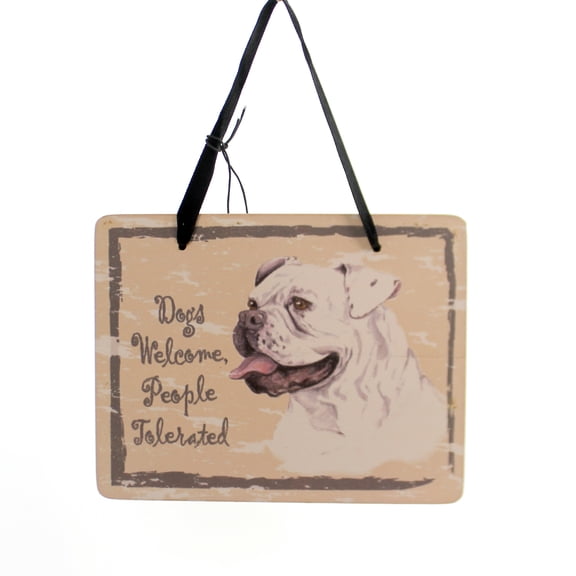 This Little Piggy 3.50In American Bulldog Plaque, Wood, Puppy Pet Ornament Gp11