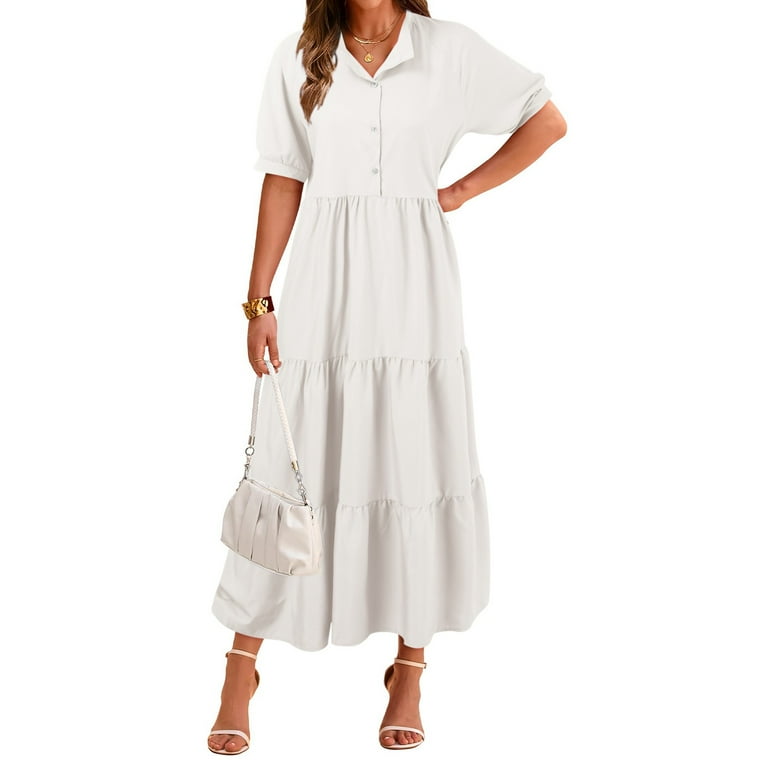 Yuhaotin New Years Eve Dress Summer Dresses 2024 Casual Short Sleeve Button Loose Fit Pleated Boho Flowy Swing Long Beach Sun Dress Spring Dresses for Yuhaotin New Years Eve Dress Summer Dresses 2024 Casual Short Sleeve Button Loose Fit Pleated Boho Flowy Swing Long Beach Sun Dress Spring Dresses for
