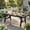 Black, variant on 66.9" Long Outdoor Dining Table for 4-6, HDPE All-Weather Rectangular Table with Umbrella Hole and Triangular Legs,  for Patio, Backyard, Deck, Garden, Brown