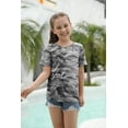 thumbnail image 3 of Sherrylily Girls Short Sleeve Shirts V Neck Criss Cross Tees Kids Casual Tops Camouflage Blouse, 3 of 5