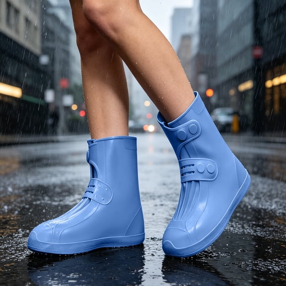 Unisex Rain Shoe Covers Thickened Non-Slip Reusable Waterproof Overshoes, Portable Wear-Resistant Rain Boot Covers, Ideal for Outdoor Walking Cycling Rainy Snowy Days