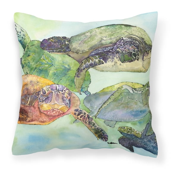 Carolines Treasures 8549PW1414 Turtle Fabric Decorative Pillow 14HX14W multicolor