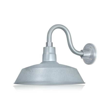 14in Galvanized Finish Outdoor Gooseneck Barn Light Fixture With