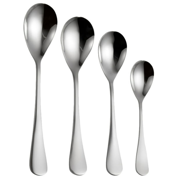 4 cucharas de acero inoxidable, prácticas cucharas para sopa, té y postre, utensilios de cocina.