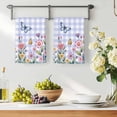 thumbnail image 3 of Pink Flowers Kitchen Towels Set of 3, Spring Floral Butterfly Leaves Plants Blue Plaid Absorbent Dish Towels for Kitchen, Microfiber Hand Towel, Quick Drying Tea Towel for Cleaning Dishcloths, 3 of 7