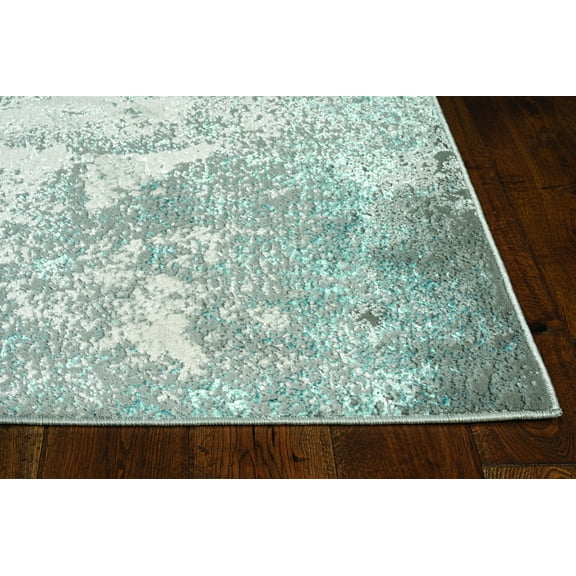 3'x5' Silver Blue Machine Woven Abstract Smudge Indoor Area Rug