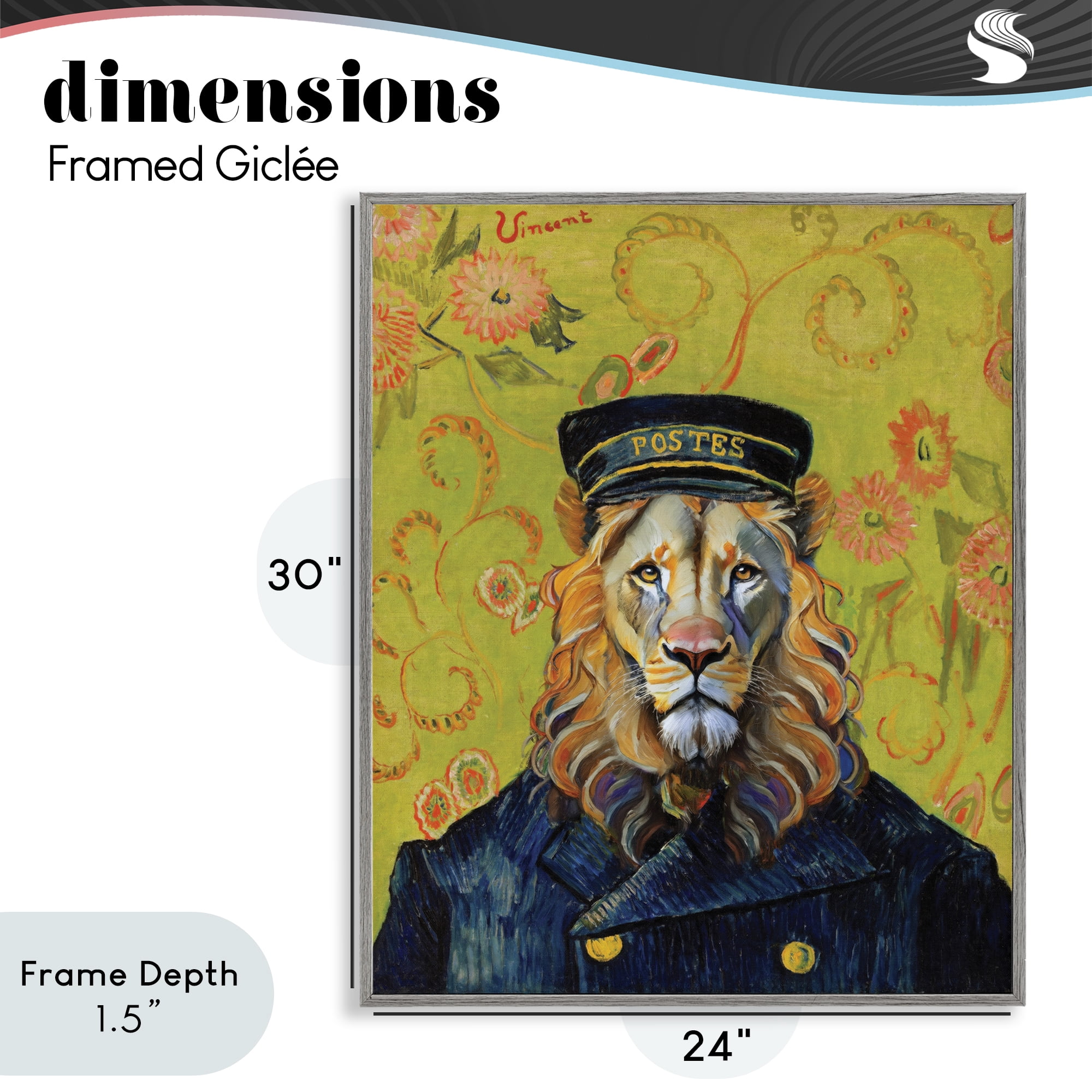 Stupell Industries French Lion Postmaster Gray Framed Giclee Art, design by Grotto Studios
