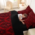 thumbnail image 5 of Homewish Spooky Halloween Bat Damask 7-Piece King Bedding,Antique Floral Print King Bed in a Bag,Red Black,Black Reversible, 5 of 8