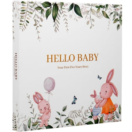 Bascet Keepsake Baby Memory Book First 5 Year Baby Book Photo Album Cute Exquisite Baby Milestone Book 118 Pages Gender Neutral Scrapbook Photo Album for Boys Girls Baby