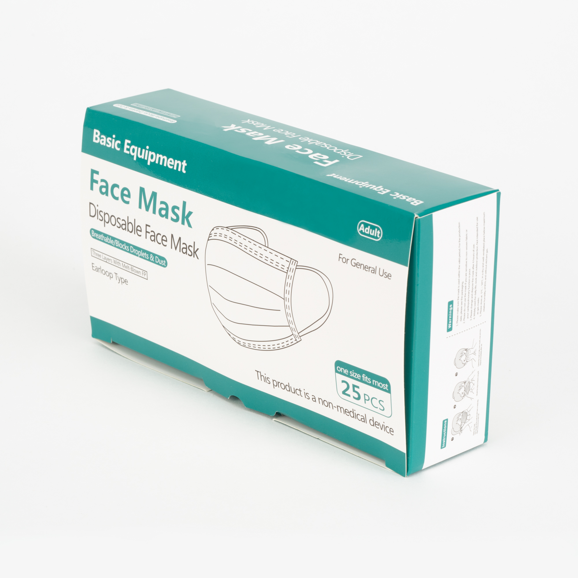 Basic Equipment Disposable Earloop Face Masks, 25 Count - image 2 of 7