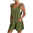 thumbnail image 1 of TrendOFT Jumpsuits For Women Casual Summer Button Solid Loose Fit Sleeveless Womens Overalls Rompers Army Green S, 1 of 5