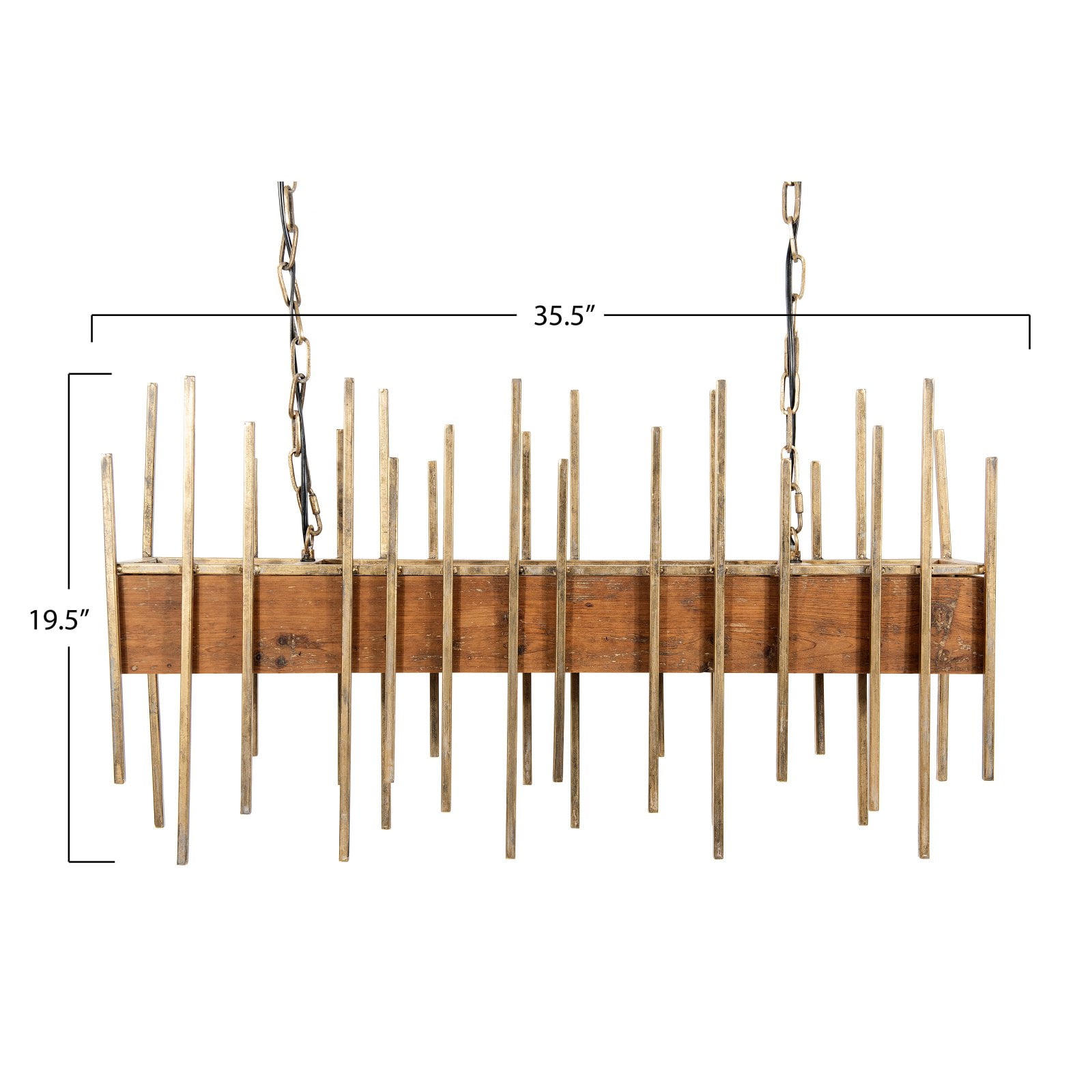Woven Paths Rustic Wood Ceiling Light with Metal Rod Accents