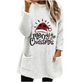 thumbnail image 2 of Qertyioot Hauts Grande Taille pour Femmes, Blouse de Noël Col Rond et Hiver Ample avec Poche Imprimée Manches Longues, 2 of 4