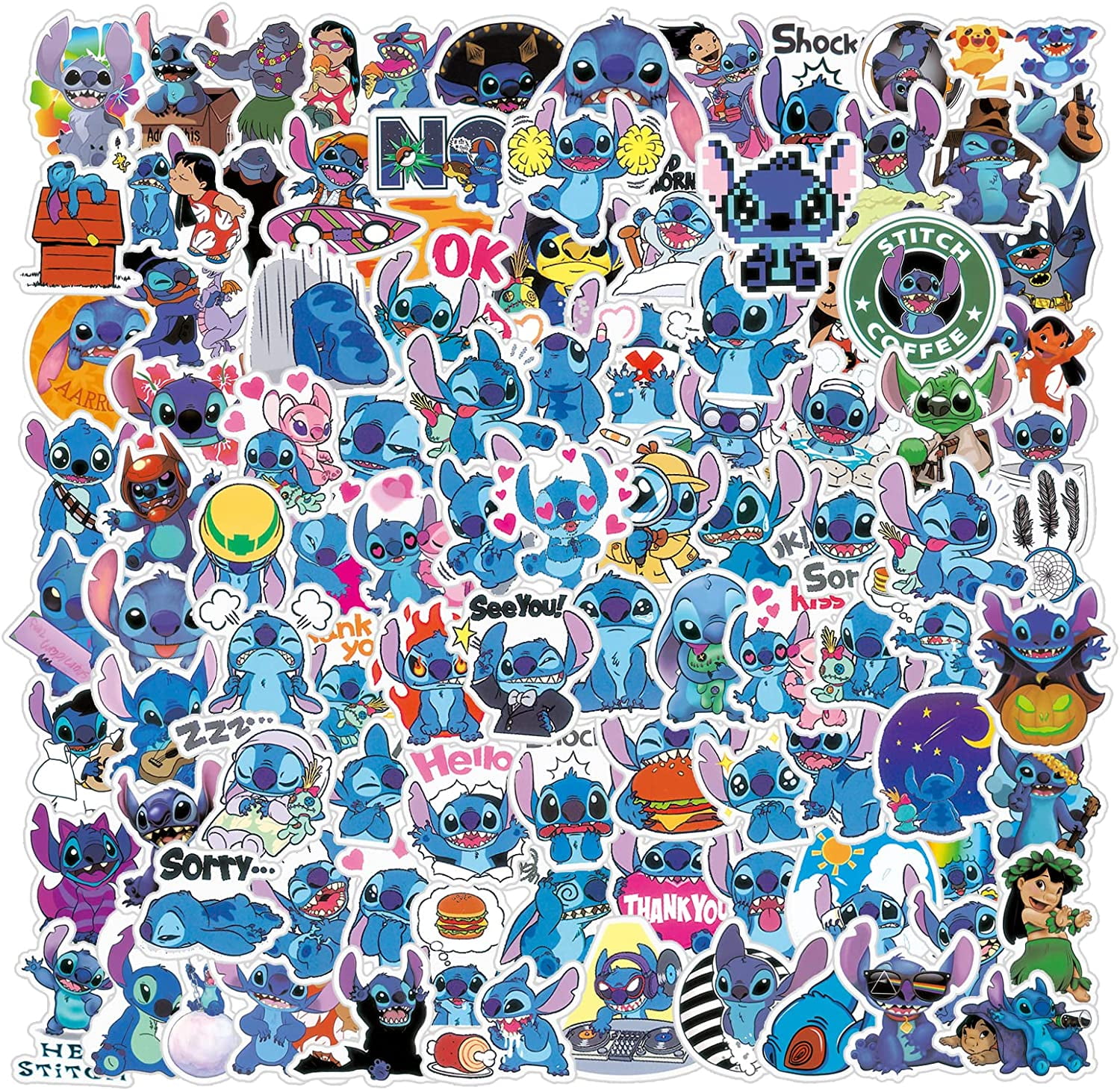  50Pcs Stitch Stickers, Cute Lilo & Stitch Vinyl Sticker for  Water Bottle, Laptop,Bumper,Helmet,Skaterboard, Funny Stitch Durable  Stickers and Decals for Kids Teens Gifts : Electronics