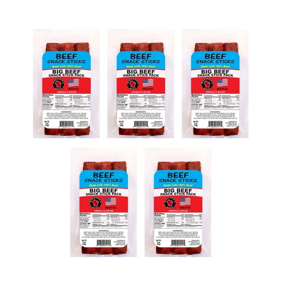 Wisconsin’s Best 100% Beef Snack Sticks, Mild Naturally Smoked, 3 oz (5 Pack) – High Protein, Keto Friendly Snack