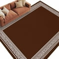 thumbnail image 2 of Dark Brown Geometric 6x9 Area Rugs, White Greek Key Design Abstract Modern Art Non-Skid Rubber Backing Large Rectangle Rugs - Living Room Bedroom Home Office, Indoor Floor Mat Carpets Washable Rug, 2 of 9