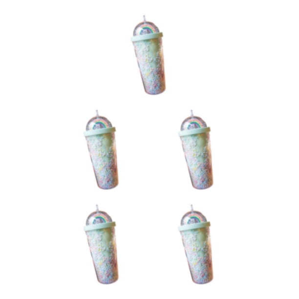 Naiovety Disfrute de cada sorbo Botella de agua de plástico Rainbow, práctica y confiable, innovadora botella de agua Rainbow, verde claro, ml Type2 NO2