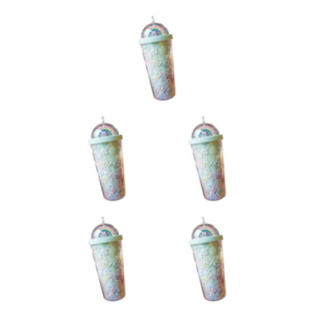 Naiovety Disfrute de cada sorbo Botella de agua de plástico Rainbow, práctica y confiable, innovadora botella de agua Rainbow, verde claro, ml Type2 NO2
