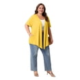 thumbnail image 5 of PINKSIR Women's Plus Size Short Sleeve Cardigan Lightweight Breathable Summer Open Front with Pockets Bright Yellow 2X, 5 of 8