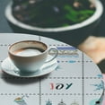 thumbnail image 3 of Ambesonne Christmas Emoji Fitted Round Tablecloth, Snowflake Snowman, 36"- 40" Diameter, Dark Teal and Sky Blue, 3 of 5