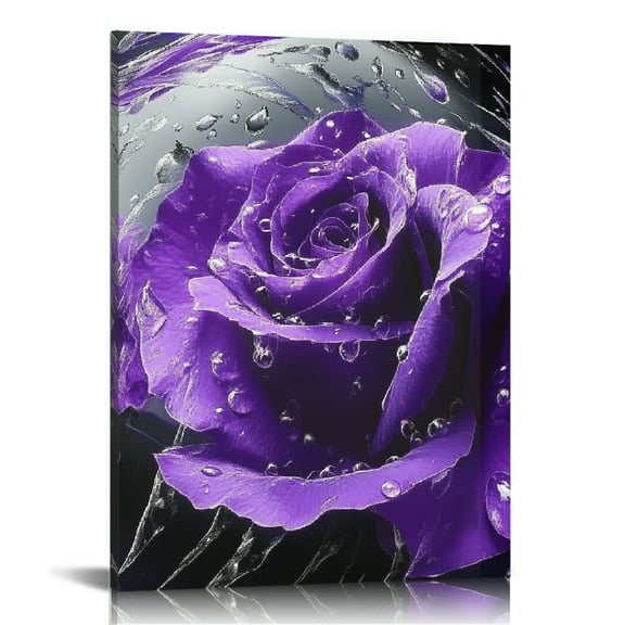 ZFLMY Purple Rose Dragon Canvas Wall Art Home Decor 12x16 16x20 12x16in
